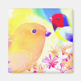 Ljus Färgglad Tie-Dye Fåglar Magnet