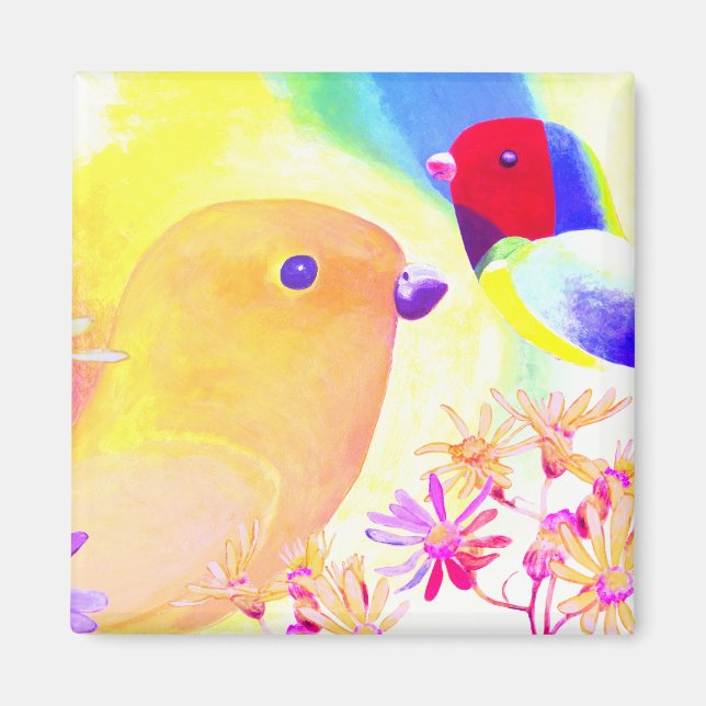 Ljus Färgglad Tie-Dye Fåglar Magnet (Framsidan)