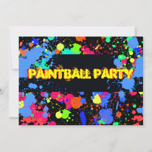 Ljus, färglös nyans, Paintball Party-inbjudan Inbjudningar