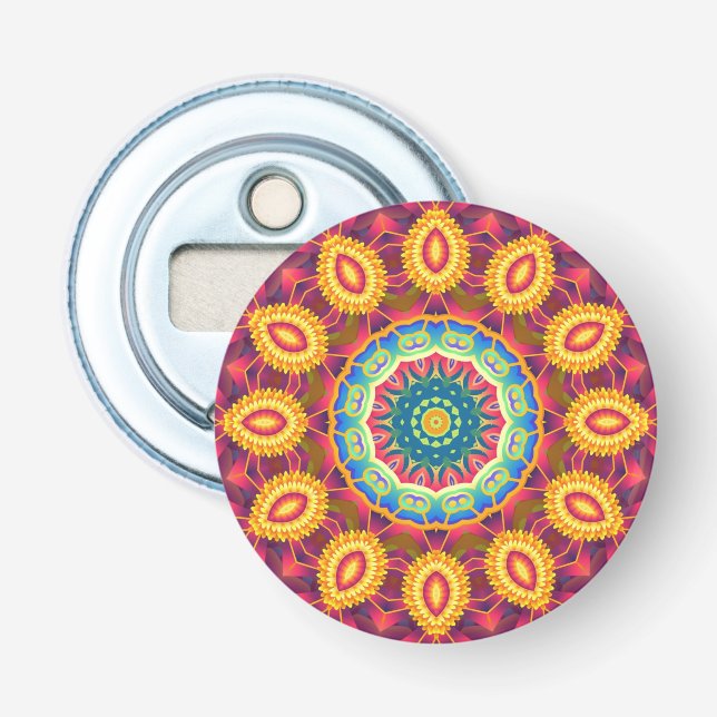 Ljus Färgrik Abstrakt Blommig Mandala Flasköppnare (Framsidan)