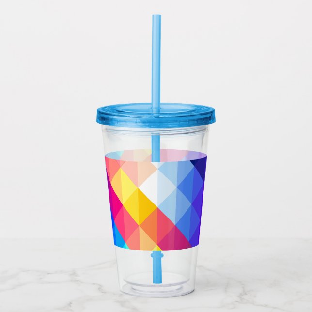 Ljus färgrik abstrakt geometrisk mönster take away mugg (Framsida)