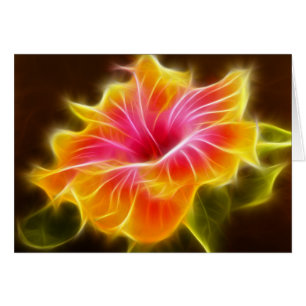 Ljus färgrik hibiskusblomma hälsningskort