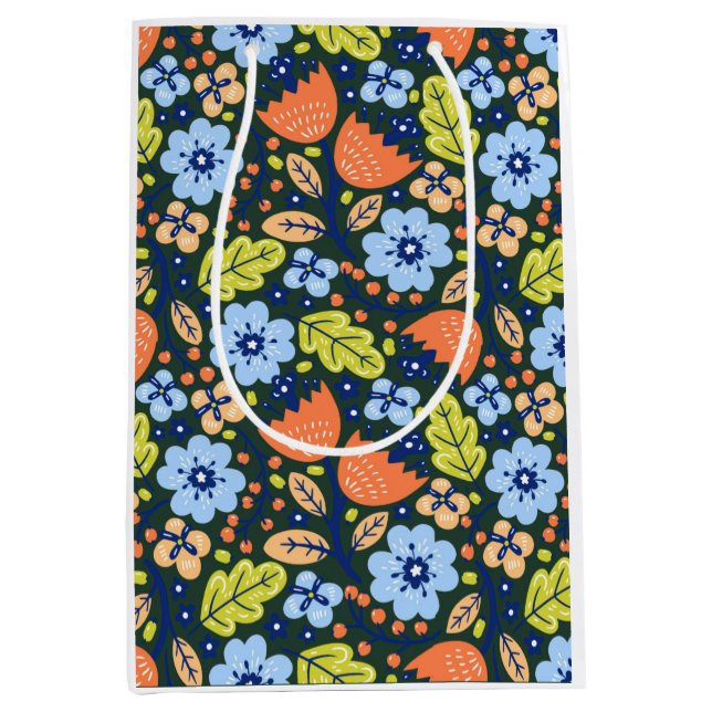 Ljus Färgrik Modern Vacker Blommig Mönster (Framsidan)