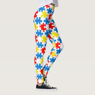 Ljus Färgrik Pusselbitmönster Leggings