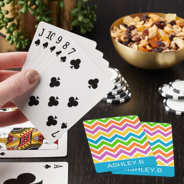 Ljus Färgrik Regnbåge Chevron Personlig Casinokort (På plats)