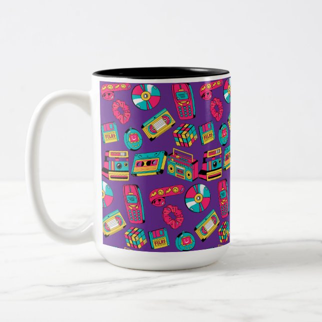 Ljus färgrik Retro 90-tal Två-Tonad Mugg (Vänster)