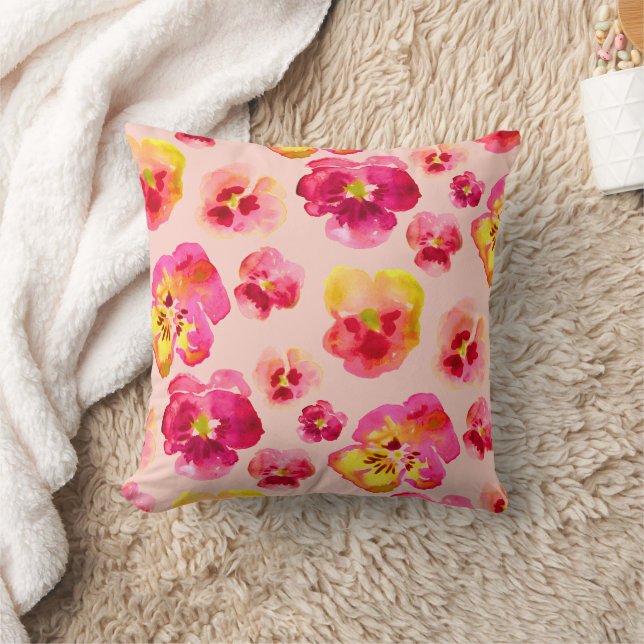 Ljus färgrik rosa pensé designkudde kudde (Filt)