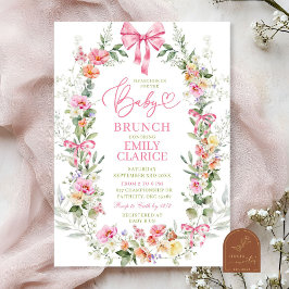 Ljus färgrik vårblomma flicka baby brunch inbjudningar