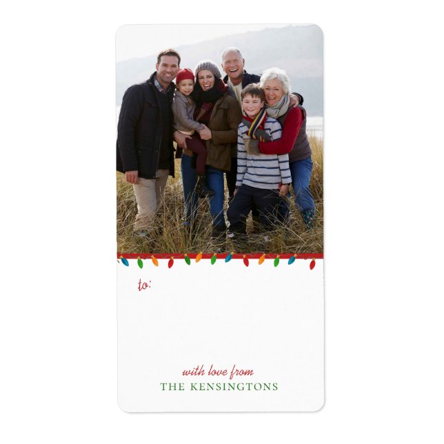 Ljus, färgstark julsträng | Helgdag Photo Fraktsedel (Framsidan)