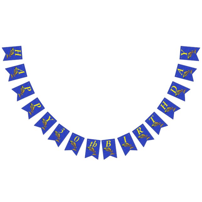 Ljus Festive Grattis på födelsedagen Abstrakt Fish Vimplar (Alla)