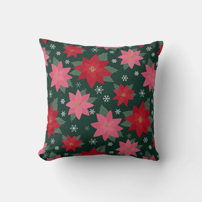 Ljus festlig jul Poinsettia kastkudde Kudde (Framsida)