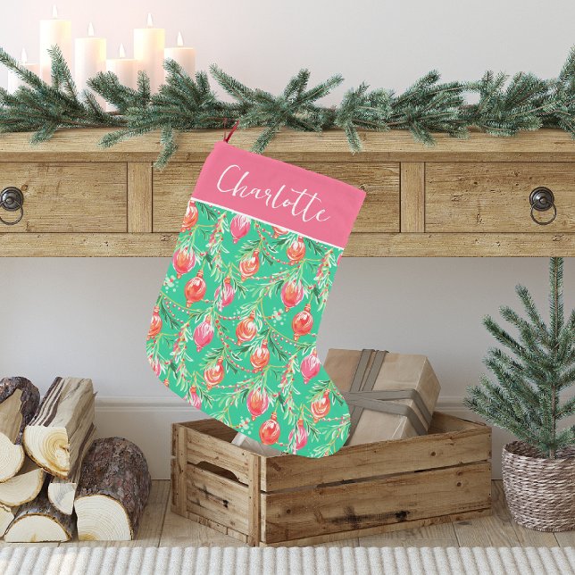 Ljus Festlig Kitschig Jul | Monogram Liten Julstrumpa (Skapare uppladdad)