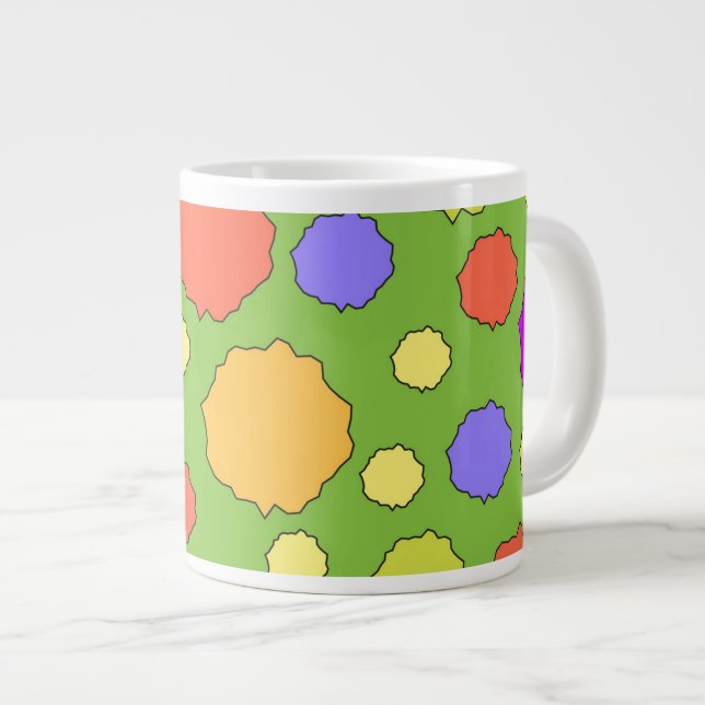 Ljus fetfärgad polkagris-kaffemugg jumbo mugg (Framsida höger)