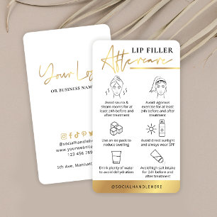 Ljus Filler After Care Guide White & Guld Logotyp Visitkort