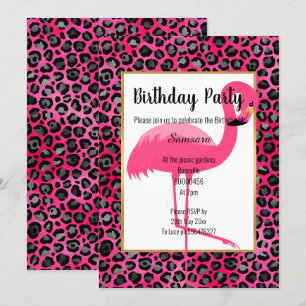 LJUS FLAMINGO LEOPARD ROSA GULD INBJUDNINGAR