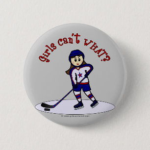 Ljus Flickor Hockey Player Knapp