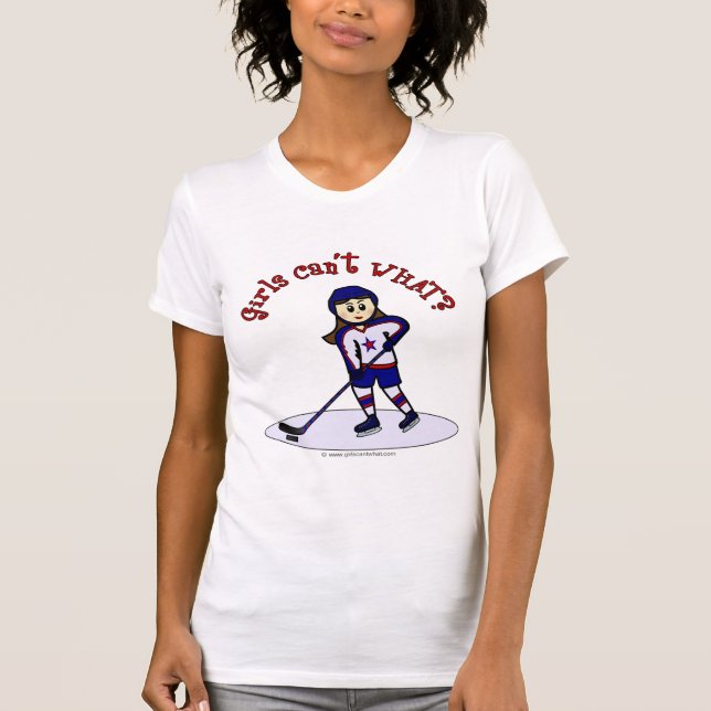 Ljus Flickor Hockey Player Tee Shirt (Framsida)