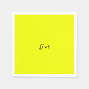 Ljus fluorescerande gul enfärgad initialer namn pappersservett