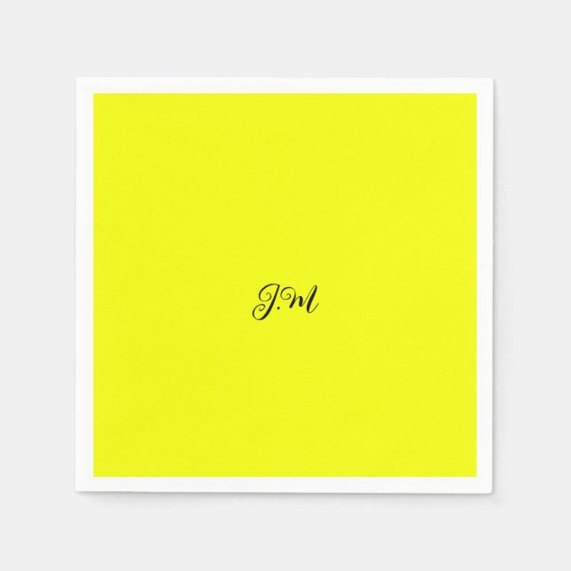 Ljus fluorescerande gul enfärgad initialer namn pappersservett (Framsidan)