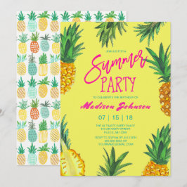 Ljus födelsedagsfest för ananas sommar inbjudningar