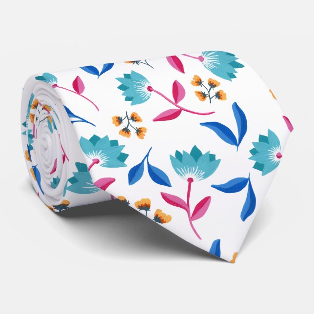 Ljus folklig blomkonst slips (Rullad)