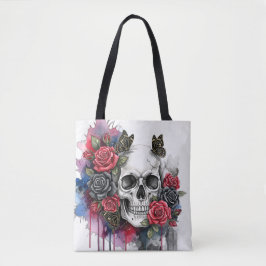 Ljus för äldre - Gothic Skull & Ro Tote Bag Tygkasse