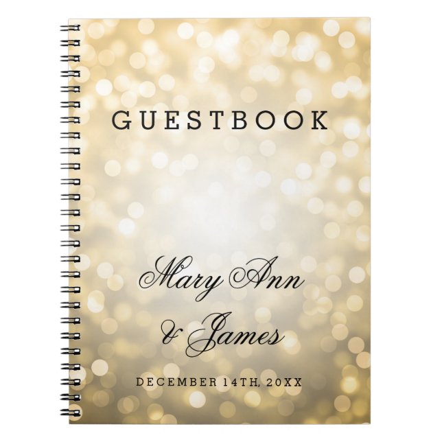 Ljus för glitter för bröllopGuestbook guld- Anteckningsbok (Framsidan)