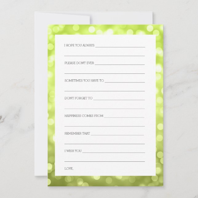 Ljus för glitter för möhippaönskemål Chartreuse Inbjudningar (Framsida)