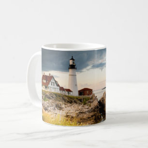 Ljus för Portland Head   Cape Elizabeth ME Kaffemugg