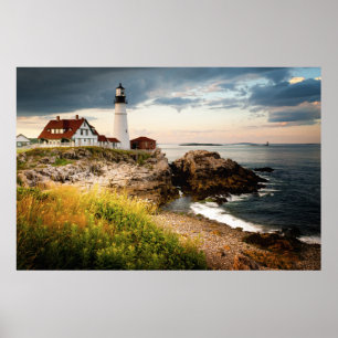 Ljus för Portland Head Cape Elizabeth ME Poster