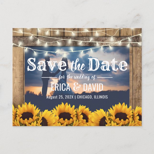 Ljus fotospara för Rustic Solrossträng Meddelande Vykort (Framsida)