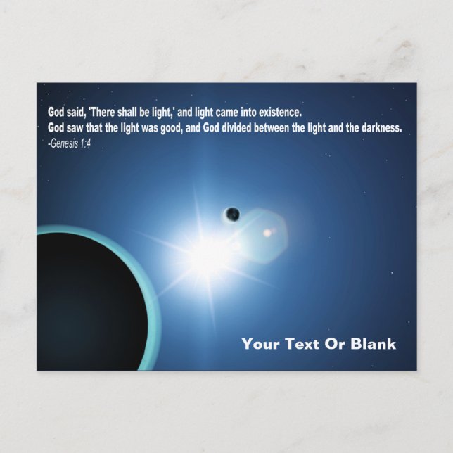 Ljus från mörker - Genesis 1:4 Vykort (Framsida)