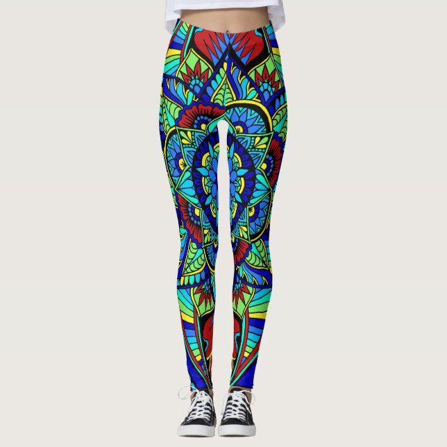 Ljus full Mandaladesign Leggings (Framsida)