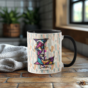 Ljus Geometric Monogramm Kopp - L för Liam