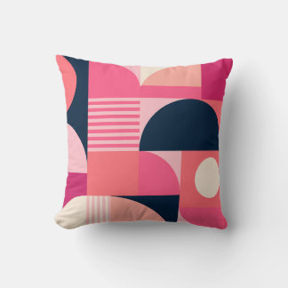 Ljus geometrisk abstrakt mönster med rosa och mari kudde