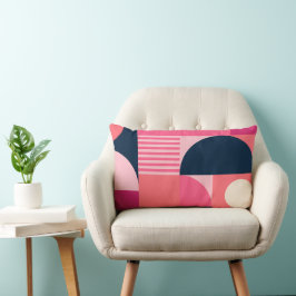 Ljus geometrisk abstrakt mönster med rosa och mari lumbarkudde