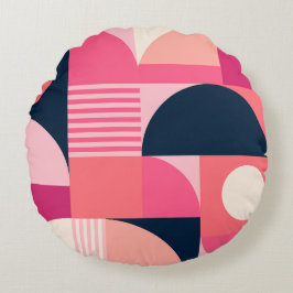 Ljus geometrisk abstrakt mönster med rosa och mari rund kudde