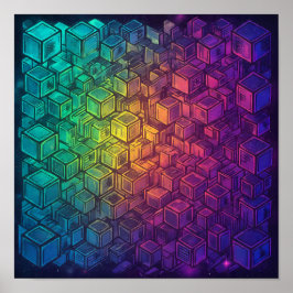 Ljus geometrisk kubistisk väggdekor och konsttryck poster
