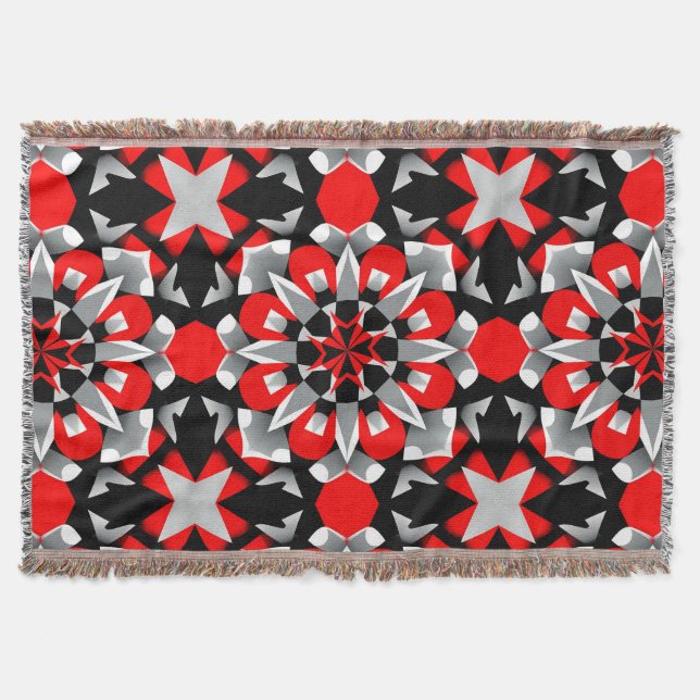 Ljus geometrisk mandala-design med röd, svart filt (Framsidan)