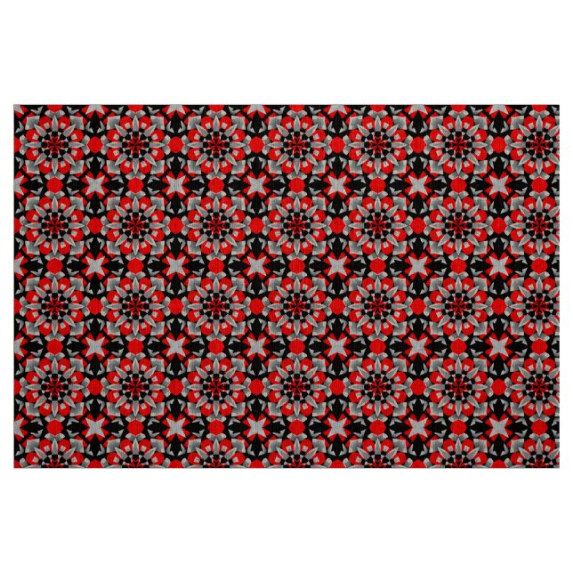 Ljus geometrisk mandala-design med röd, svart tyg (Fat Quarter)