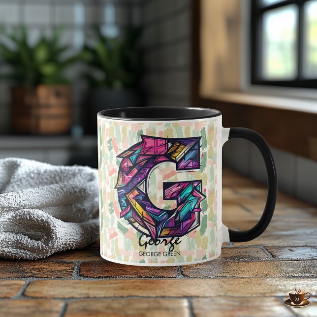 Ljus geometrisk monogrammuppdrag - G för George Mugg (Skapare uppladdad)