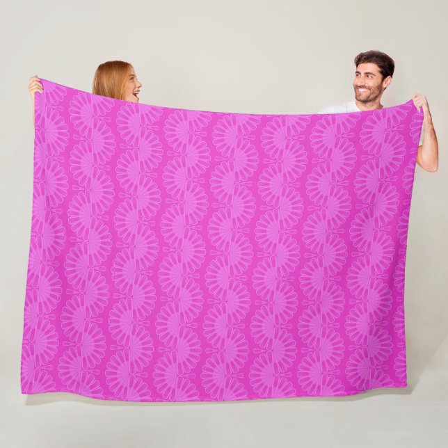 ljus geometrisk mönster i rosa neon fleecefilt (På plats)