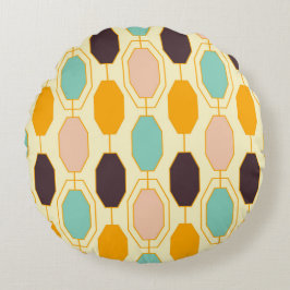 Ljus geometrisk mönster med rader av åttakantiga s rund kudde