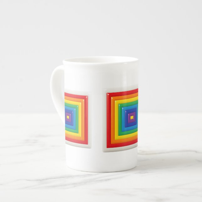 Ljus geometrisk popkonst benporslin mugg (Framsida vänster)
