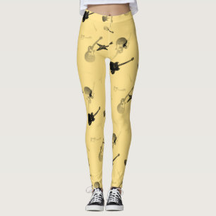 Ljus gitarrsten - gul färgdamasker leggings