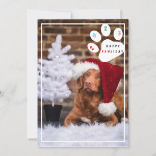 Ljus glad jul firande hund julkort