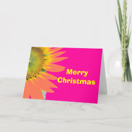 Ljus Glad Jul Rosa Och Gula Blommor Helgkort
