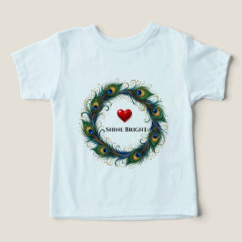 Ljus Glänsande Påfågel Fjäder Cirkel Småbarn T-Shi T Shirt