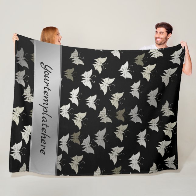 ljus, glansig, fjärilar, exklusiv + mönster, fleecefilt (På plats)