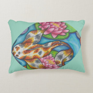 Ljus glödtråd med Koi Fish och Lotus Art Prydnadskudde